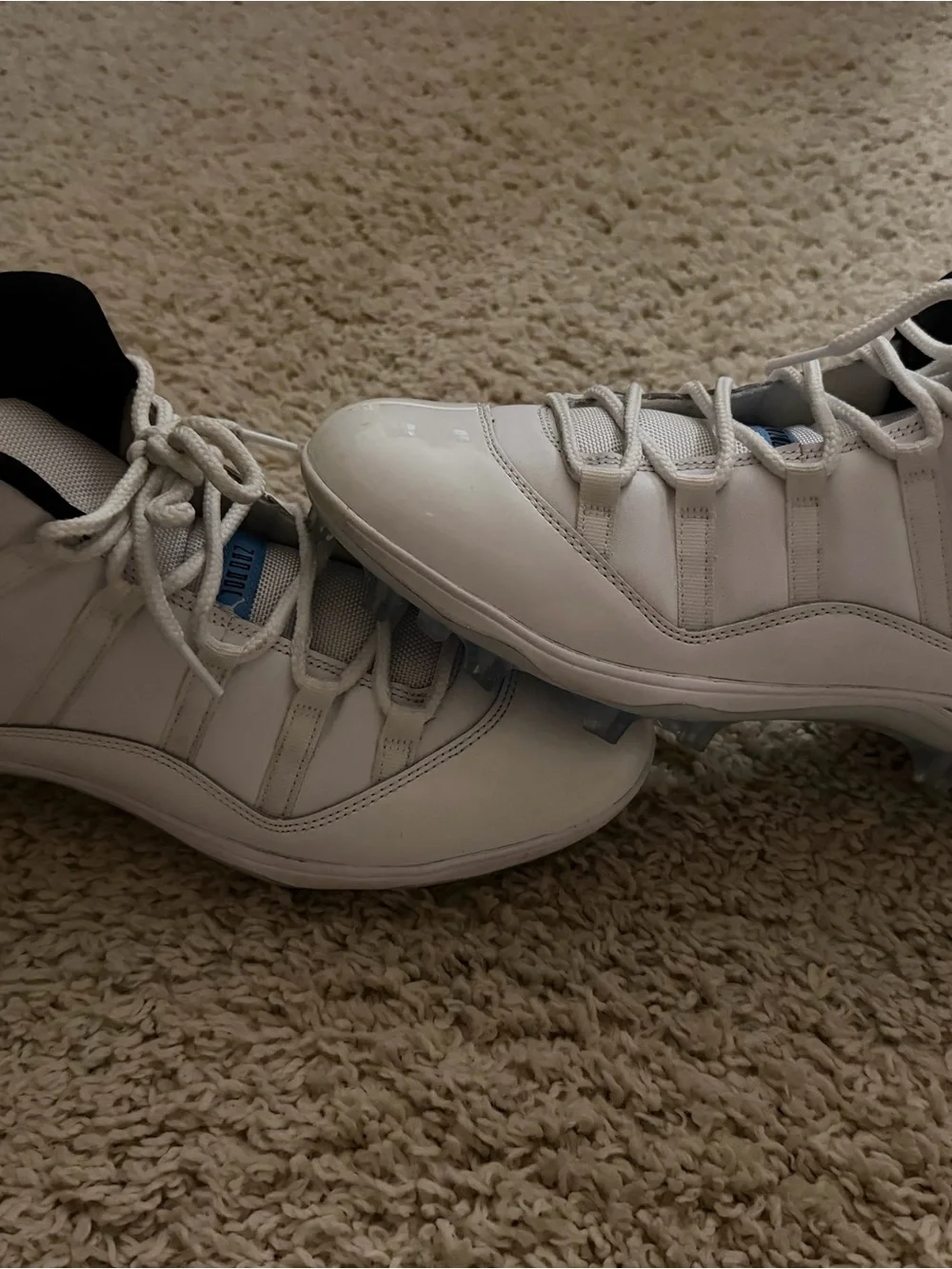 Jordan Kids White and Light Blue Mid-Top cleats